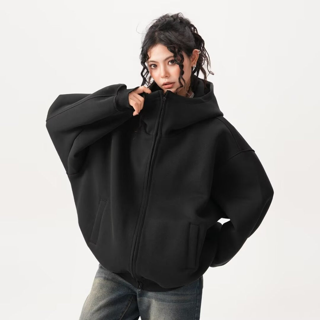 Fleece-Lined Hooded Air Layer Cardigan for Men and Women