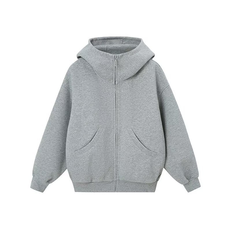 Fleece-Lined Hooded Air Layer Cardigan for Men and Women