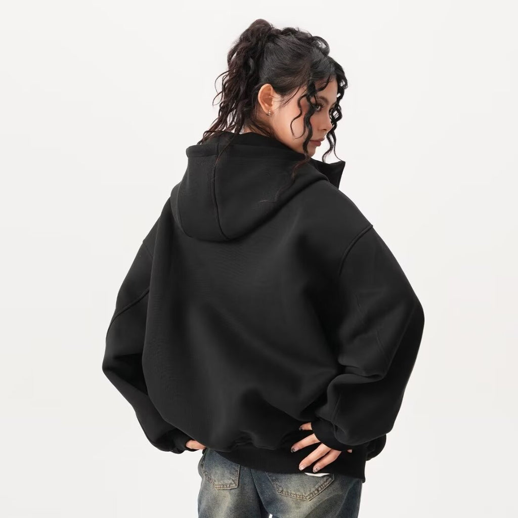 Fleece-Lined Hooded Air Layer Cardigan for Men and Women